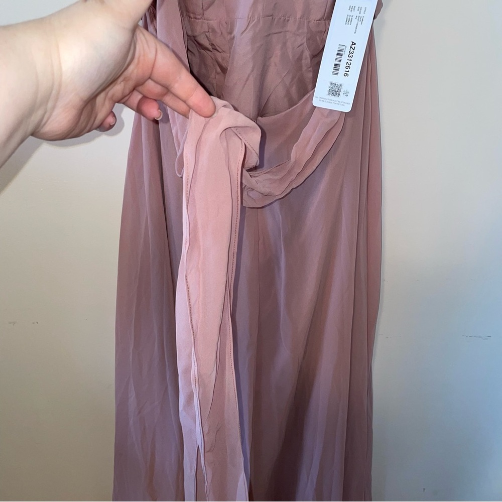 Azazie Evalleen Dusty Rose A-Line Pleated Chiffon Dress Size 12 - Picture 12 of 12